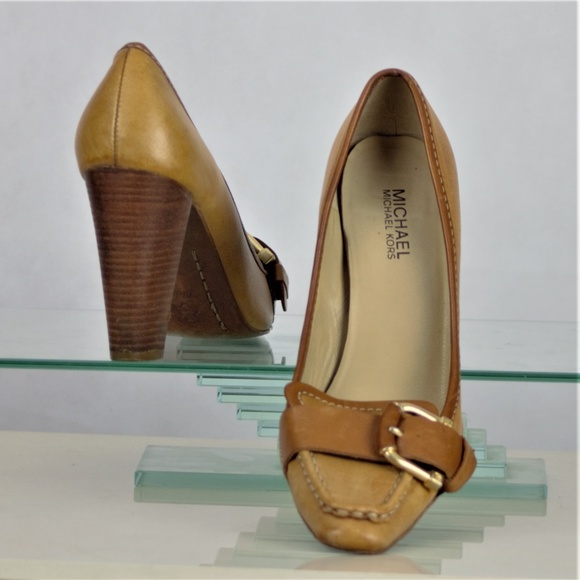 Michael Kors 7.5 M Tan Genuine Leather, Block Heel - Picture 4 of 8